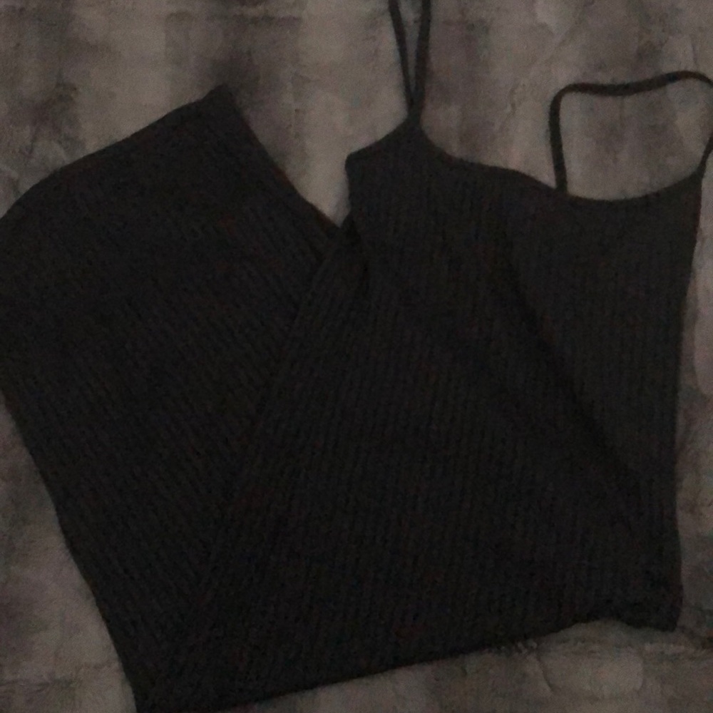 Dark grey ribbed midi dress
